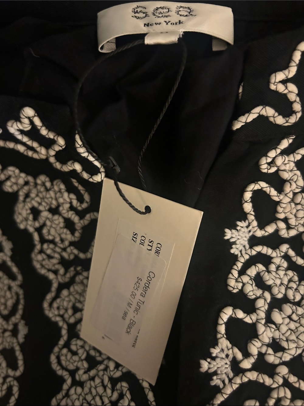 NWT Sea New York Cordera babydoll black /white stitching tunic dress MED $429 - Picture 15 of 15